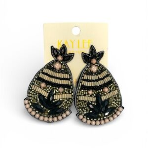 NWT Kay Lee New York Hand-Beaded Statement Earrings